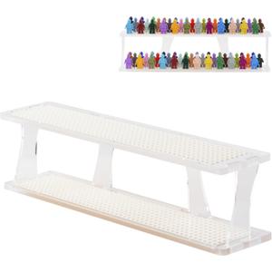 Tapeera Tabletop Stackable Minifigure Display Case Holds Up to 72 Minifigures Or Mini Block Sets - Acrylic Display Case for Figures Compatible with Major Brands - Minifig Shelf Organizer (White Base)
