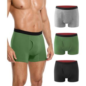 YESWEL Men's Incontinence Underwear, 1.7 oz Absorbency Washable Reusable Leakproof Protective Boxer Briefs with Fly Multipack (MulticolorA, Large)