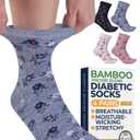 Pembrook Ankle Diabetic Socks for Women & Men - 4 Pairs Flowers, Moisture-Wicking Non Binding Socks Women, Neuropathy and Edema, Stretchy Wide Top