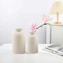 Beige Ceramic Vase, Dry Flower Vases Minimalism Style for Modern Table Shelf Home Decor, Fit for Fireplace Bedroom Kitchen Living Room Centerpieces Office Desk Best Decoration(Beige)