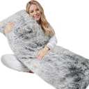 ZonLi Fuzzy Body Pillow Cover, 20"x 54" Furry Body Pillow Pillowcase, Faux Fur Long Pillow Cover with Zipper, Fluffy Soft Plush Decorative Pillow Cases for Bedroom (Grey)