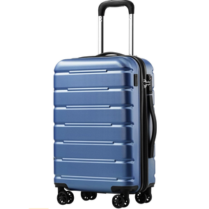 Coolife Luggage Suitcase Carry-on Spinner TSA Lock USB Port Expandable (only 28’’) Lightweight Hardside Luggage (Ice Blue, S(20in_carry on))
