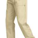 Men's Casual Cargo Pants Workout Sweatpants Joggers Stretch Hiking Drawstring Tactical Trousers (L, Khaki)