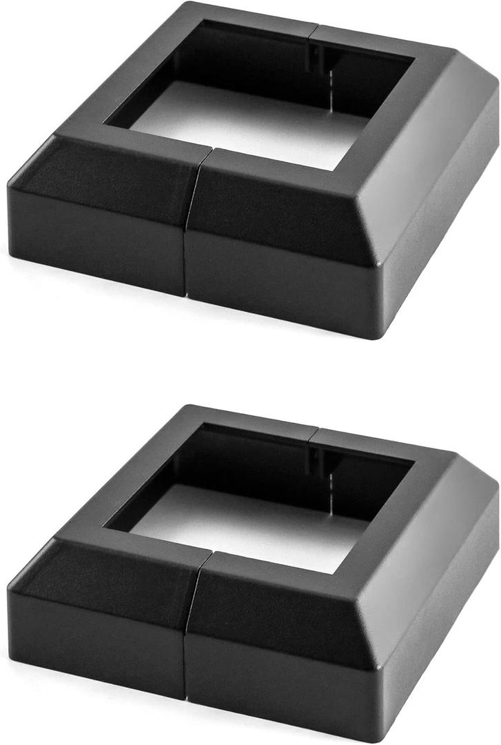 QWORK Split Style Fence Post Skirt, 2 Pack 4 Inch Aluminum Post Trim Base Post Trim Ring Skirt Railing, Black