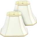 Glooglitter Set of 2 Medium Bell Lamp Shade 6.25" x 8" Top 11" x 16" Bottom 12" High (Spider) Rectangle Cut Square Replacement Vintage Silk Lampshade for Table Floor Living Room Bedroom Eggshell Color