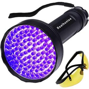 UV Flashlight Black Light, Ultra Bright 100 LED 395 nM Ultraviolet Blacklight Detector with UV Protective Glasses for Dry Pet Dog Cat Urine Stains, Bed Bug, Scorpions Matching with Pet Odor Eliminator