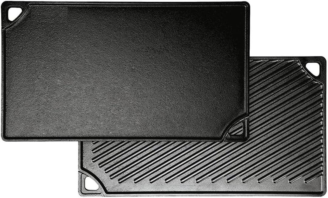 LDP3 Cast Iron Rectangular Reversible Grill/Griddle, 9.5-inch x 16.75-inch, Black Versatile Cast Iron Rectangular Reversible Grill & Griddle - Ideal for Indoor and Outdoor Cooking