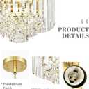 Polished Gold Chandelier, 4-Tier Crystal Pendant Light fixtures, Vintage Hanging Light, Chandeliers for Dining Room Kitchen Island Bedroom Entryway, CC4215-3W-PG