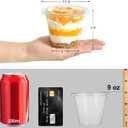 [50 Sets, 9 oz Clear Plastic Fruit Cups with Lid No Hole, Disposable Plastic Cups with Lids for Yogurt, Parfait, Pudding, Dessert, Cake, Ice Cream, Snack Cup Party Supplies