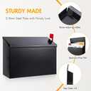Wall Mount Mailbox for Outside with Flag, Galvanized Steel Mail Box for Post Outdoor, Large Capacity Rust-Proof Metal Postbox for House and Office, with 3 Sets Mailbox Numbers, 14.2"x9.5"x4" Black