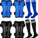 Hryrbay 2 Pairs Kids Soccer Shin Guards and Socks Set Toddler Shin Pads Protective Gear for Boys Girls Ages 3-15, Perfect for Play Training or Games Inspired by The World Cup