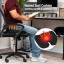 Mind Reader Heated Memory Foam Seat Cushion with Air-Cloud Support, Slim Ergonomic Cushion with 4 Heat Settings Timer and Auto Shut-Off, Black