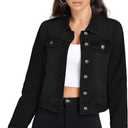 Hybrid & Company Women's Long Sleeve Denim Jackets Basic Button Down Jean Jacket with Pockets (2X, Jk22889-jet Black)