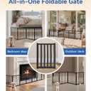 BFNN Free Standing Dog Gate, 16.5" Short Pet Gate for Stairs and Doorways, Up to 48" Wide Foldable Puppy Fence, Indoor & Outdoor Use, No Drilling and No Assembly, for Small & Toy Dogs, Black
