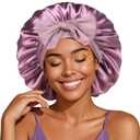 YANIBEST Silk Bonnet for Sleeping Women, Satin Hair Bonnet with Tie Band, Night Sleep Cap Wrap for All Hair Types Purple