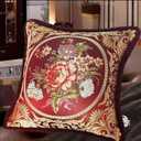 SZHELEJIAM Embroidered Pillow Cover Set of 2, Jacquard Throw Pillow Covers,Vintage Floral Decorative Cushion Covers for Sofa, Bed, Lounger.18.8x18.8 Inch Red