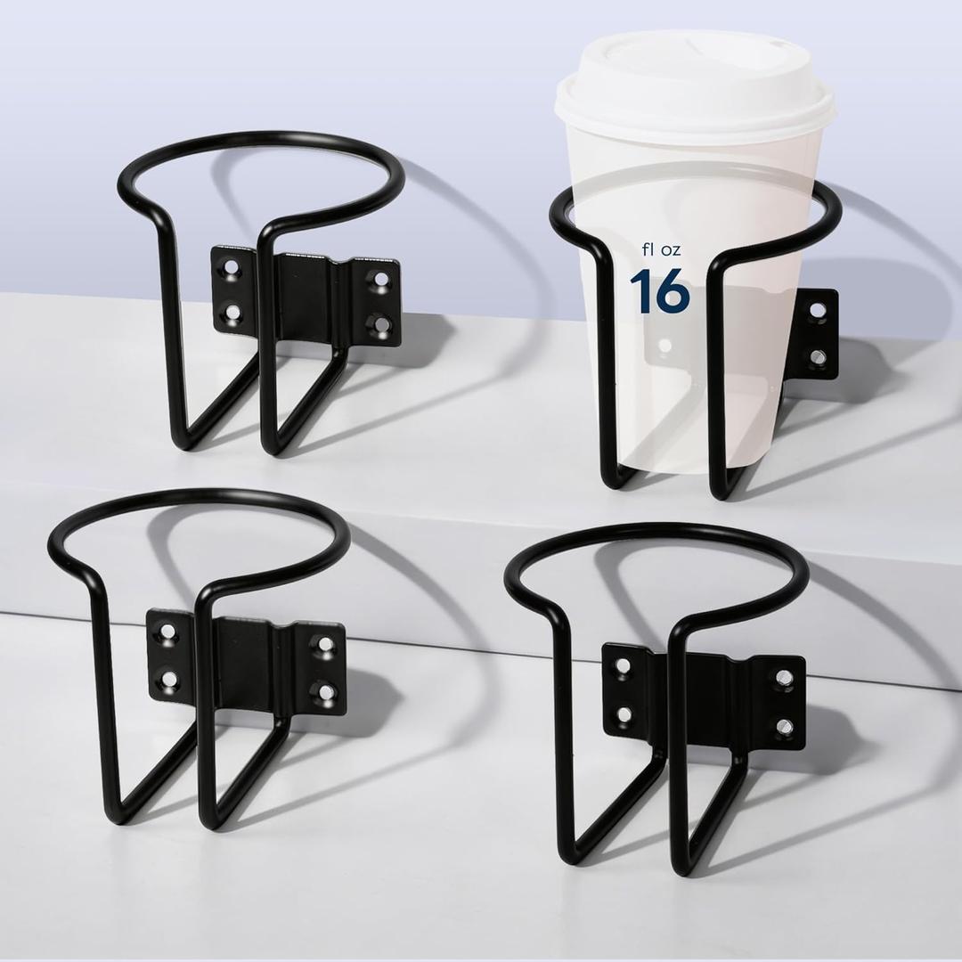 marinexplore 4 Pcs Cup Holders for Boat,Stainless Steel Wall Mounted Cup Holder for Drinks,Black Ring Cup Holder Drink Holder for Marine Boat,Pontoon,Yacht,Truck,RV,Tractor