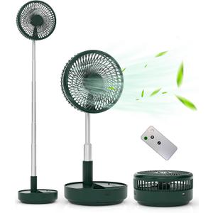 Primevolve Portable Oscillating Standing Fan,Rechargeable Battery Operated USB Floor Table Desk Fan with Remote, 4 Speed Settings Pedestal Fans for Bedroom Office Camping Fishing Travel Black 7.7"
