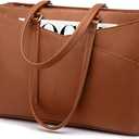 LOVEVOOK Laptop Tote Bag for Women 15.6 Inch Waterproof PU Leather Computer Bags Women Business Office Work Bag Briefcase,Brown