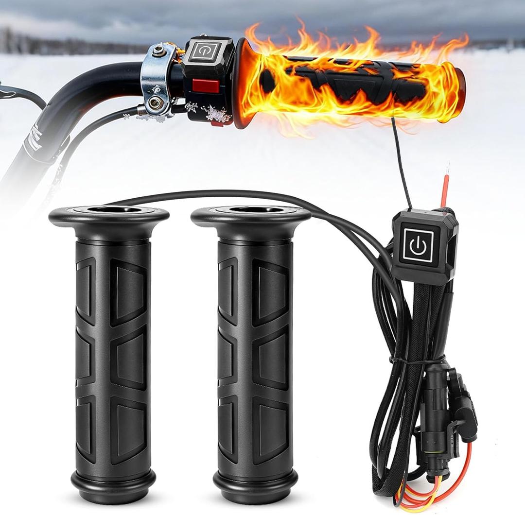 JERBOR ATV Heated Handlebar Grips, 12V 3 Heat Settings Waterproof Heated Handbar Warmers Fit for 7/8" ATV Handlebars