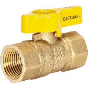 Eastman Straight Gas Brass Ball Valve, 1/2 in FIP x 1/2 in FIP, 1/4-Turn Handle, 60009