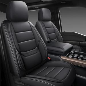 NS YOLO Leather Car Seat Covers Full Set,Universal Fit for Most Cars,SUVs and Sedans,Waterproof Luxury Leatherette Cushions, 5 Car Seat Protectors (Black, Full Set-5 Seats(Front and Rear))