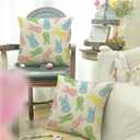 RABUSOFA Easter Pillow Covers 18x18 inch Set of 2 Easter Decorations for Home Colorful Rabbit Throw Pillows for Bedroom Sofa Holiday Festivals Home Decor (Multicolor)