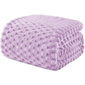 Exclusivo Mezcla Fleece Queen Blanket for Bed, Extra Large Fuzzy Lilac Purple Bed Blankets, Soft Cozy Plush Sofa Throws for All Seasons, 90x90 Inches
