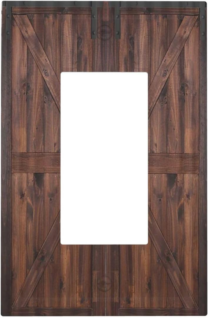 Outlet Covers Rustic Brown Barn Door Retro Wood Plank 1 Gang Wall Plate Single Rocker Light Switch Cover Country Decorative GFCI Receptacle Cover Electrical Switchplate for Home Decor