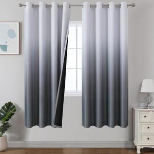 Estelar Textiler Gray Ombre Blackout Curtains for Bedroom 72 Inches Long for Bedroom, Grey and Greyish White Room Darkening Thermal Insulated Grommet Window Drapes for Living Room,52x72 Inch,2 Panels
