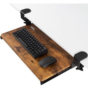 VIVO Small Keyboard Tray, Under Desk Pull Out with Extra Sturdy C Clamp Mount System, 20 (26 with Clamps) x 11 inch Slide-Out Platform Drawer, Rustic Vintage Brown Top, Black Frame, MOUNT-KB05ES-N