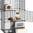 Cat Cage Indoor with Litter Box 3-Tier DIY Cat Crate Detachable Metal Wire Kennel Crate Large Exercise Place Ideal for Kitten