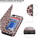 LETO for iPhone 8 Plus Case,iPhone 7 Plus Case,Flip Folio Leather Wallet Case Cover with Flower Designs for Girls Women,Card Slots,Protective Phone Shell Champagne Leopard