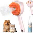 Steam Cat Brush, 6-in-1 Dog Brush Spritz Defur Comb with Pet Waterless Shampoo, Steamy Skin Friendly Deshedding Grooming Tool, Suitable for Shedding & Haired Pets, Pet Supplies Accessories, Pink