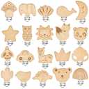 20 Pieces Wood Pacifier Clips Toy Suspender Clips Charm DIY Pacifier Holder for Baby Toddler Teething Grasping Accessory