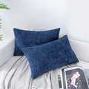 HWY 50 Soft Chenille Throw Pillow Covers Rectangle 12x20 Inch Pack of 2 Solid Navy Blue, Cozy Decorative Texture Cushion Cases for Couch Sofa Living Room Bed