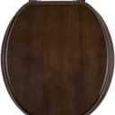 Toilet Seat, Solid Wood, Rubber Wood, High Gloss Finish, Walnut Brown, PIKLiDS (Round)