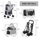 2-Tier Pet Stroller with Detachable Carrier, Foldable Lightweight Pet Bag for Puppy Kitten, Foldable Travel Stroller for Small Dogs Cats Outdoor Use(Gray)