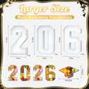 2026 Charcuterie Numbers Fillable, 13.78'' White 2026 Cardboard for Charcuterie, Number 2026 Tray for Chocolate Cookies Flowers Cupcakes Box with Graduation Cap, Class of 2026 Graduation Decorations