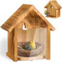 Window Bird Houses for Outside with 2 Powerful Hooks, Clear Window for Viewing Inside, Hanging Wooden Birdhouses with Weather Treated for Outdoors, Bird Nesting Box for Bluebird Finch Chickadee
