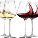 Physkoa Red and White Wine Glasses Set of 1, (22oz,14oz) Hand Blown Crystal Glasses - Large Burgundy Glasses- Wedding Housewarming Christmas Mother's Day Gifts