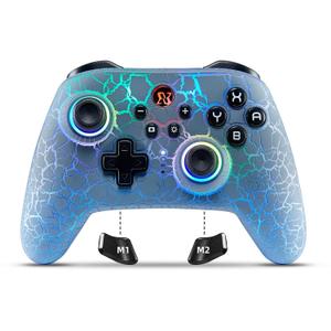 Switch Controller, Wireless Switch Pro Controller for Switch 2/Switch Lite/Switch OLED, RGB Adjustable LED Wireless Remote Gamepad with Unique Crack/Motion Control/Turbo/ALPS Joystick (Gray)