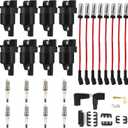 8PCS UF414 Round Ignition Coils Pack & Iridium Spark Plugs & Spark Plug Wires Set Fits for Chevrolet Corvette Avalanche Silverado 1500 2500 3500 GMC Savana 1500 2500 Cadillac Escalade D514A (UF414 Ignition Coils Pack Set)