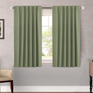 H.VERSAILTEX Blackout Curtains for Living Room Thermal Insulated Window Treatment Panels Room Darkening Blackout Drapes Back Tab/Rod Pocket Bedroom Draperies, 52 x 54 Inch, Sage, 2 Panels