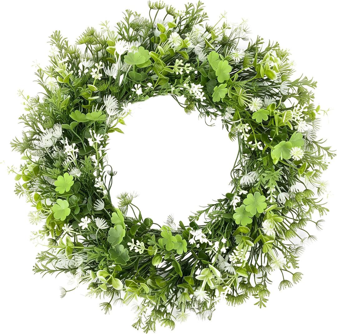 Pinkpum St Patricks Day Decor Wreath Flower Home Lucky Shamrock Spring Summer Party Decor Outdoor Indoor Farmhouse Front Porch Wall Window Door