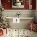 Pink Chinoiserie Christmas Kitchen Towels, Coquette Bow Christmas Tree Hand Towels for Bathroom, Preppy Grandmillennial Xmas Striped Decorative Dish Tea Towel, 16x24 Inch