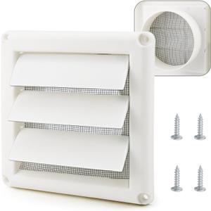 Cenipar 6" Louvered Vent Cover for External Wall Vent Cover Dryer Vent Cover with 4 Screws for Dryer Easy Installation(Plastic,White)