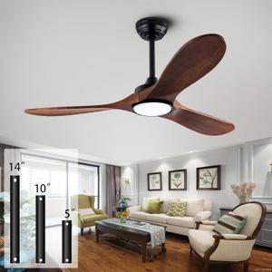 42Ceiling Fans with Light and Remote Control, Lighted Wooden Ceiling Fan Noiseless Reversible DC Motor with 3 Blades for Farmhouse, Living Room, Office, Indoor Outdoor (Black + Walnut)