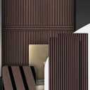 Mollywell Wood Panels for Wall, Time-Saving Installation, Versatile Wood Slat Wall Decor, Enhanced Acoustic & Sound Proof Fluted Design for Home & Office, 2 Pcs Dark Walnut, 47.2x23.6 Inch