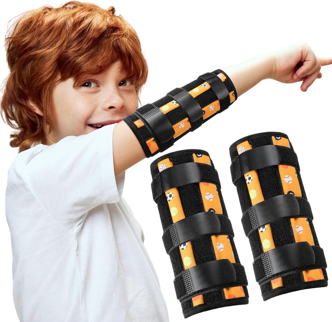 2 Pack Thumb Sucking Stop for Kids Toddlers Nail Biting Treatment Finger Sucking Deterrent Guard Prevention Anti Nose Picking Pediatric Elbow Immobilizer for Boys Girls 2-6 Years(Sport)